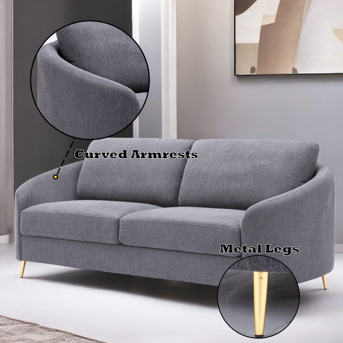 Sofa - Gray - Linen by Unique Piece Furniture