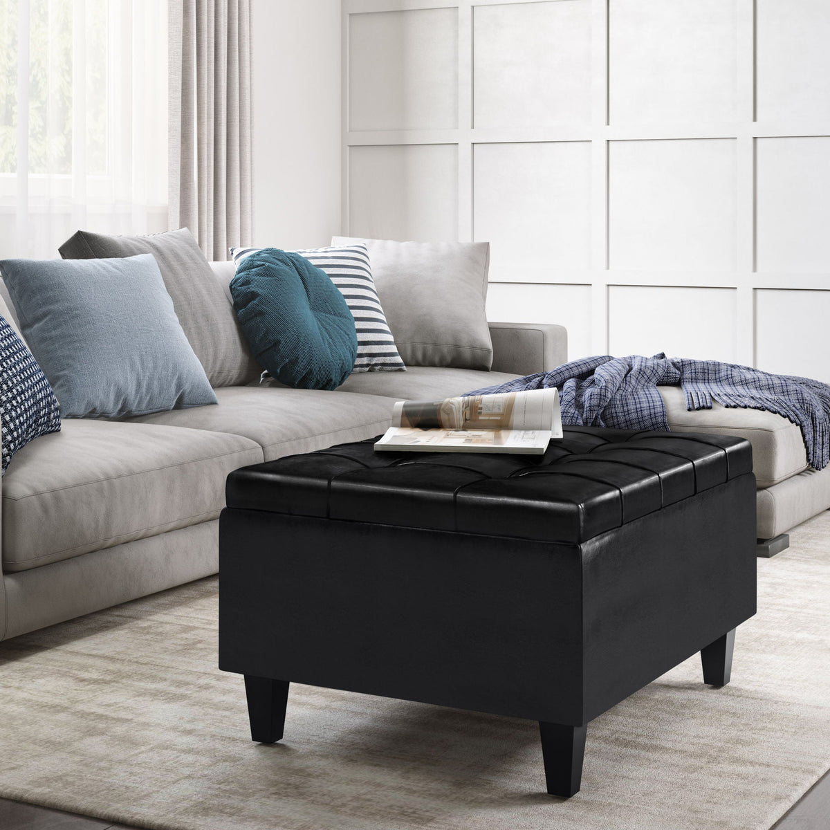 Harrison - Upholstered Coffee Table Storage Ottoman by Unique Piece Furniture