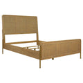 Arini Rattan Queen Panel Bed Sand Wash and Natural Cane by Unique Piece Furniture