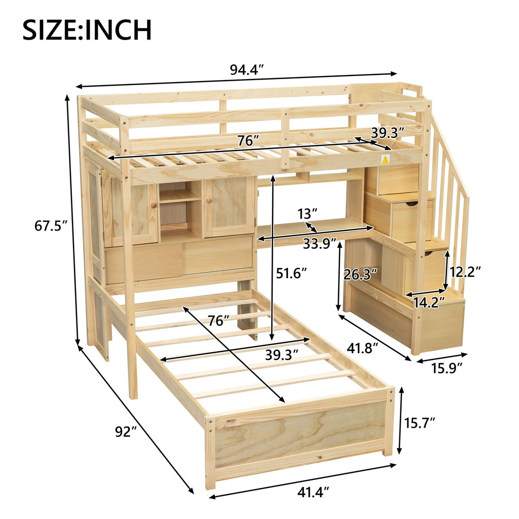 Loft Bed With Built In Desk And Staircase by Unique Piece Furniture
