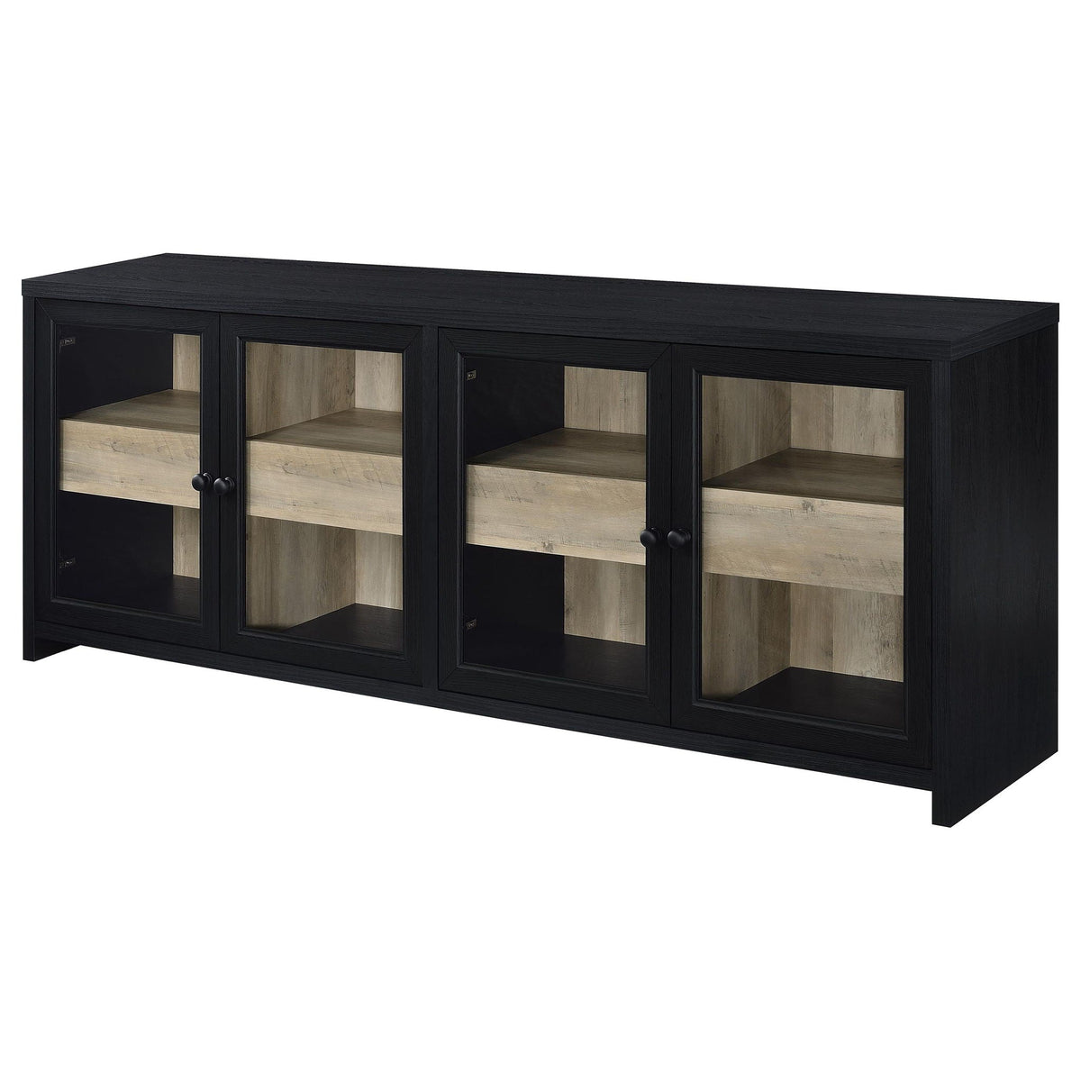 Denison 79-inch 4-door TV Stand Media Console Black by Unique Piece Furniture