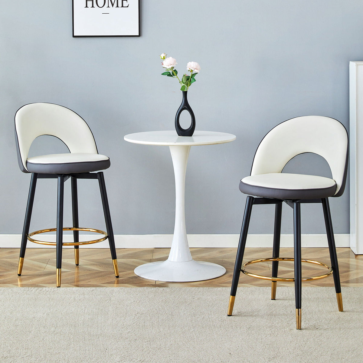 Upholstered Rotatable Bar Chair With Metal Legs For Dining Room by Unique Piece Furniture