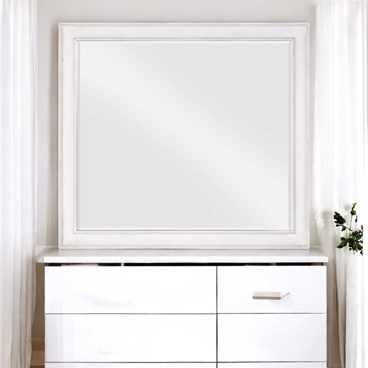 Katia - Weathered Mirror - White by Unique Piece Furniture