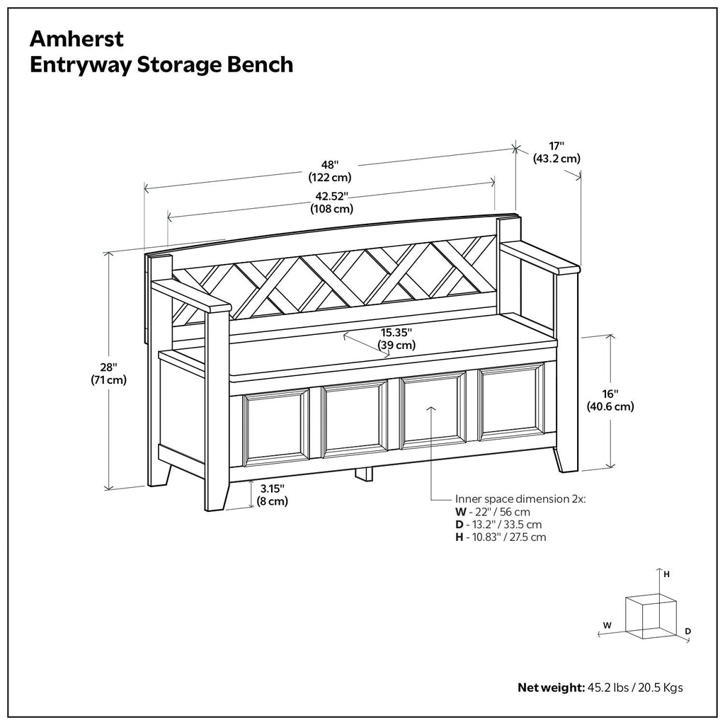 Amherst - Entryway Storage Bench - Hickory Brown by Unique Piece Furniture