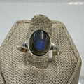 Sterling Silver Deep Blue Labradorite Oval Ring - Size 7 - Magic and Protection by Sacred Crystals