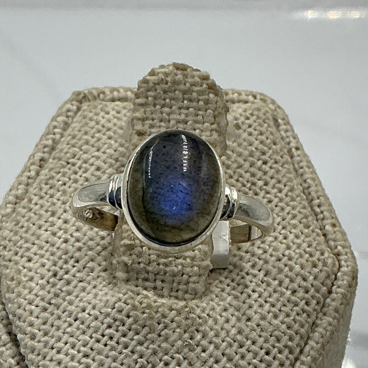 Sterling Silver Deep Blue Labradorite Oval Ring - Size 7 - Magic and Protection by Sacred Crystals