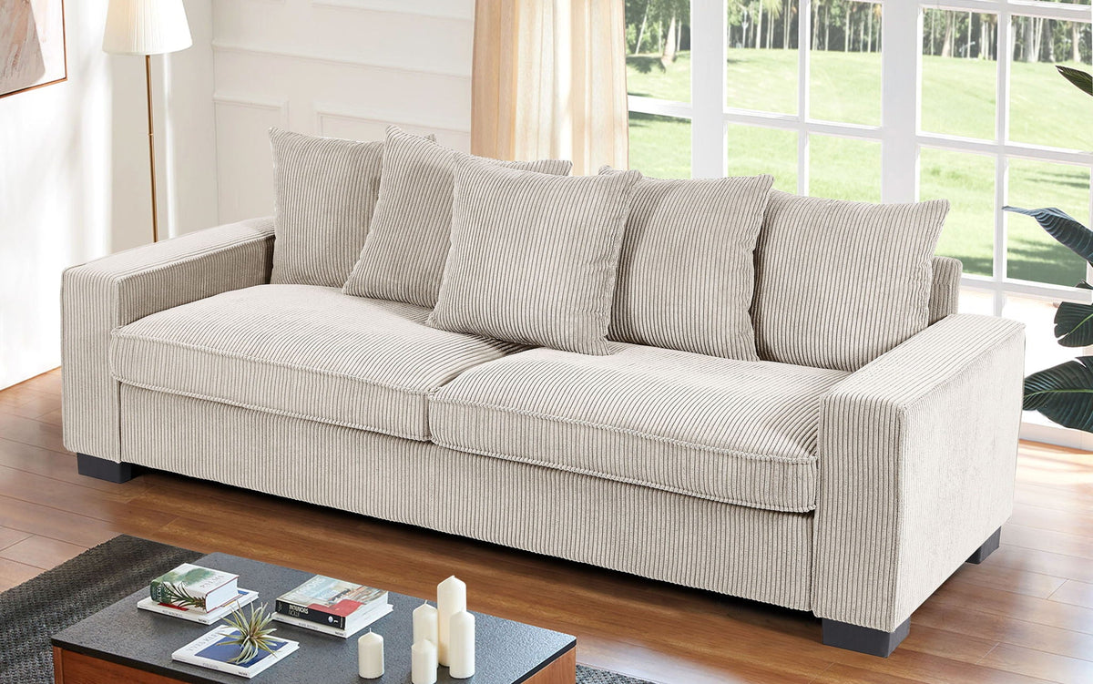Luxe Sofa With 5 Matching Toss Pillows, Sleek Design, Spacious And Comfortable 3 Seater Couch by Unique Piece Furniture