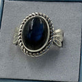 Sterling Silver Deep Blue Labradorite Oval Pageant Ring - Size 7 - Magic and Protection by Sacred Crystals