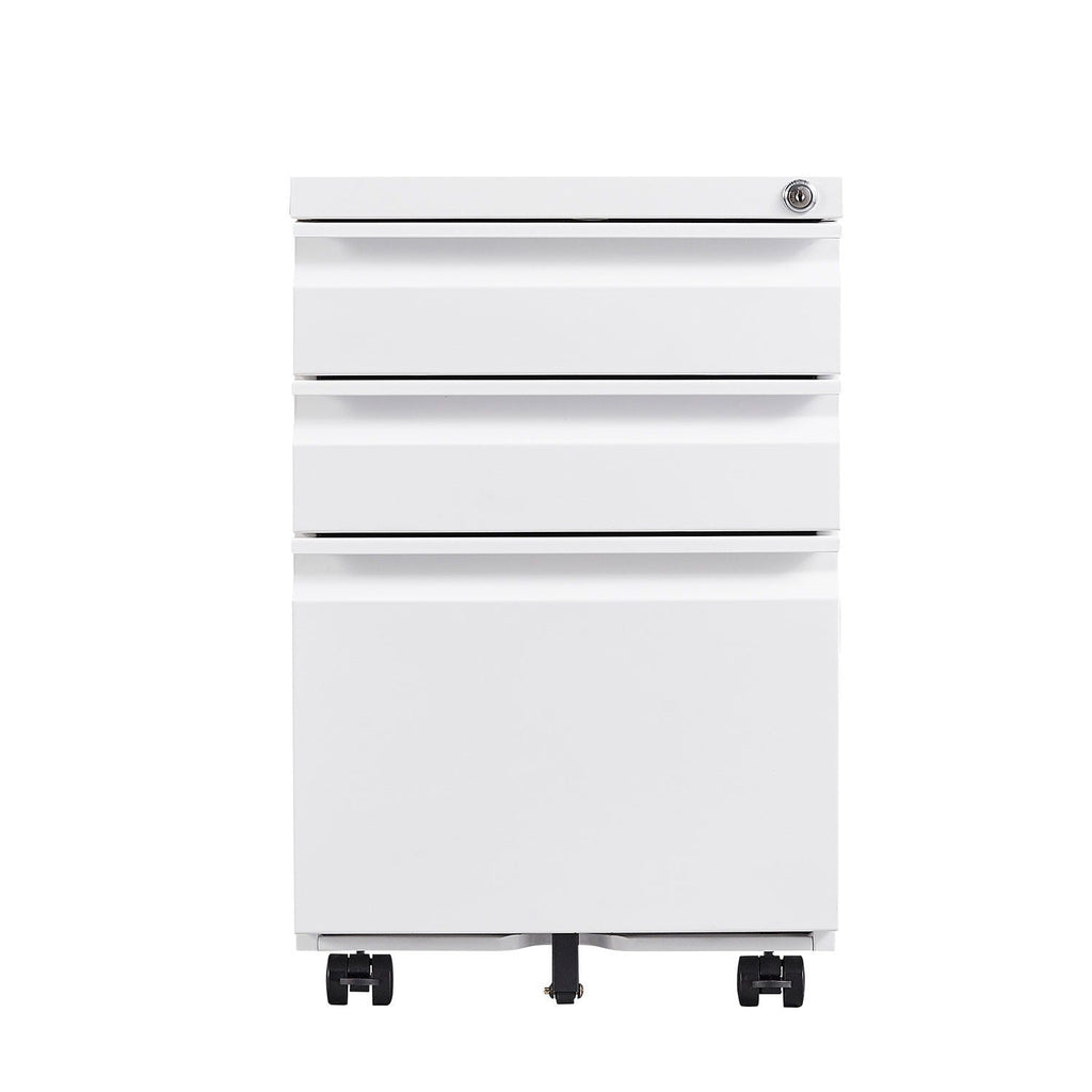 Contemporary 3 Drawer Mobile Filing Cabinet With Lock, Metal Office Storage For Legal / Letter Size by Unique Piece Furniture