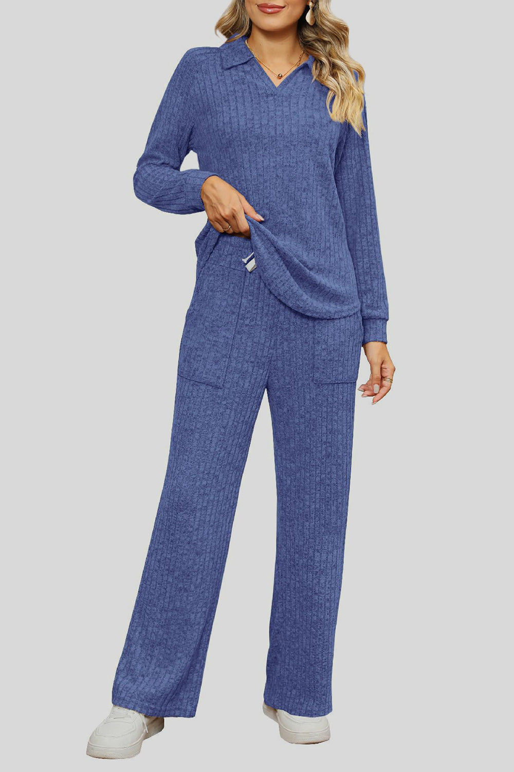 Ribbed Long Sleeve Top and Pocketed Pants Set by Wild and Free Boutique