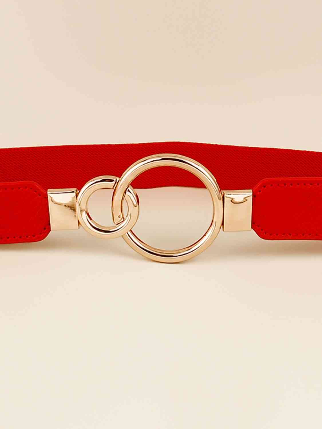 ElegantStyle Double Ring Buckle Elastic PU Belt – Adjustable Comfort Fit See size chart under “more details” by The Fashion Celestial