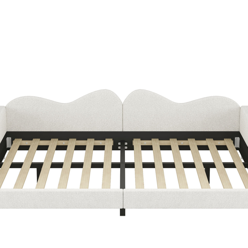 Upholstered Daybed, Sherpa Fabric Sofabed With Cloud-Shaped Backrest by Unique Piece Furniture