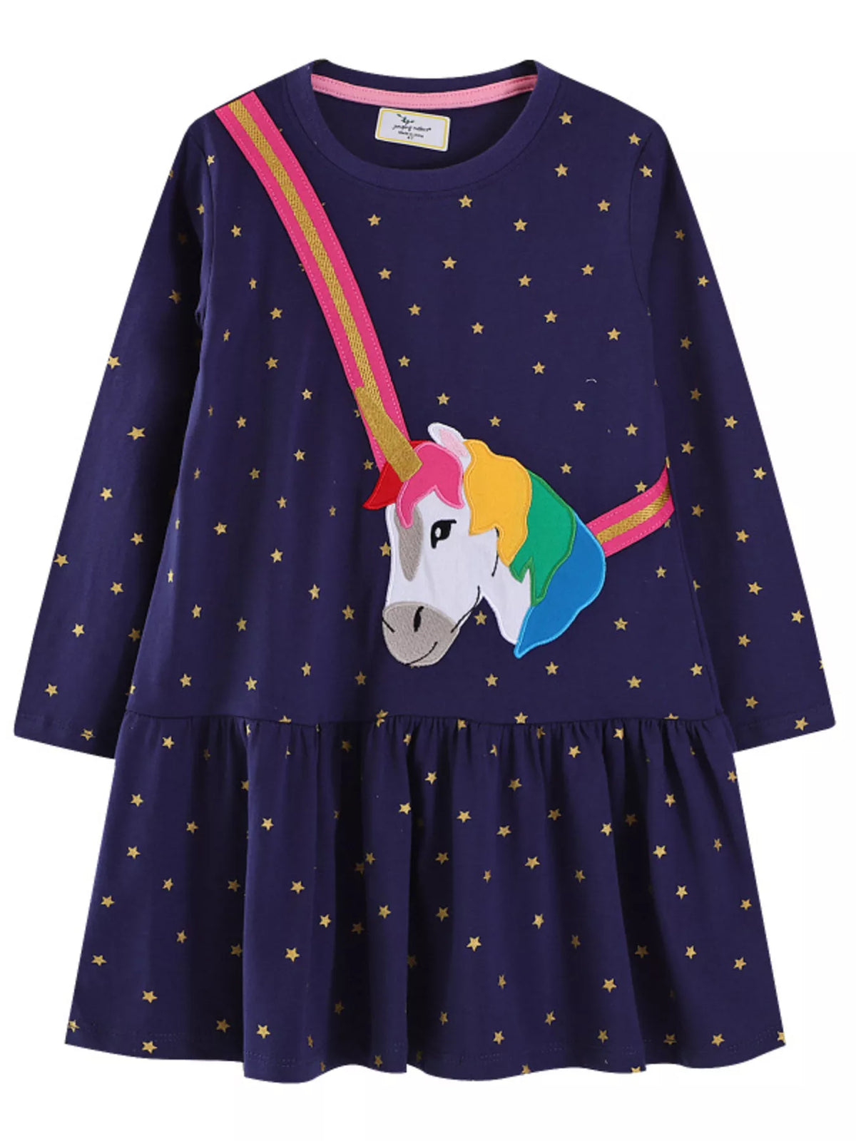Children's Embroidered Unicorn Long Sleeve Dress by Simply Love