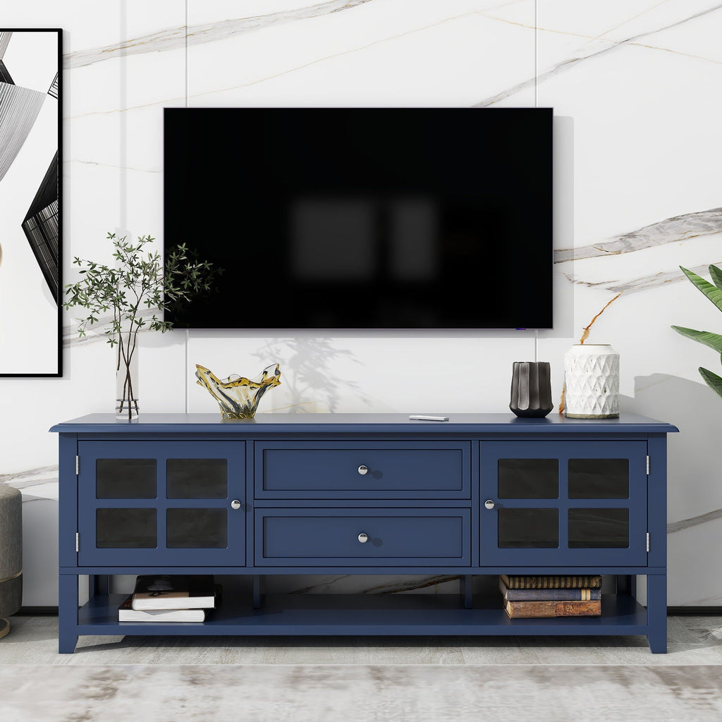 TV Stand, Entertainment Center With Dual Drawers And Hidden Storage, Cabinet With Soft Closing Doors And Sleek Panel Design by Unique Piece Furniture