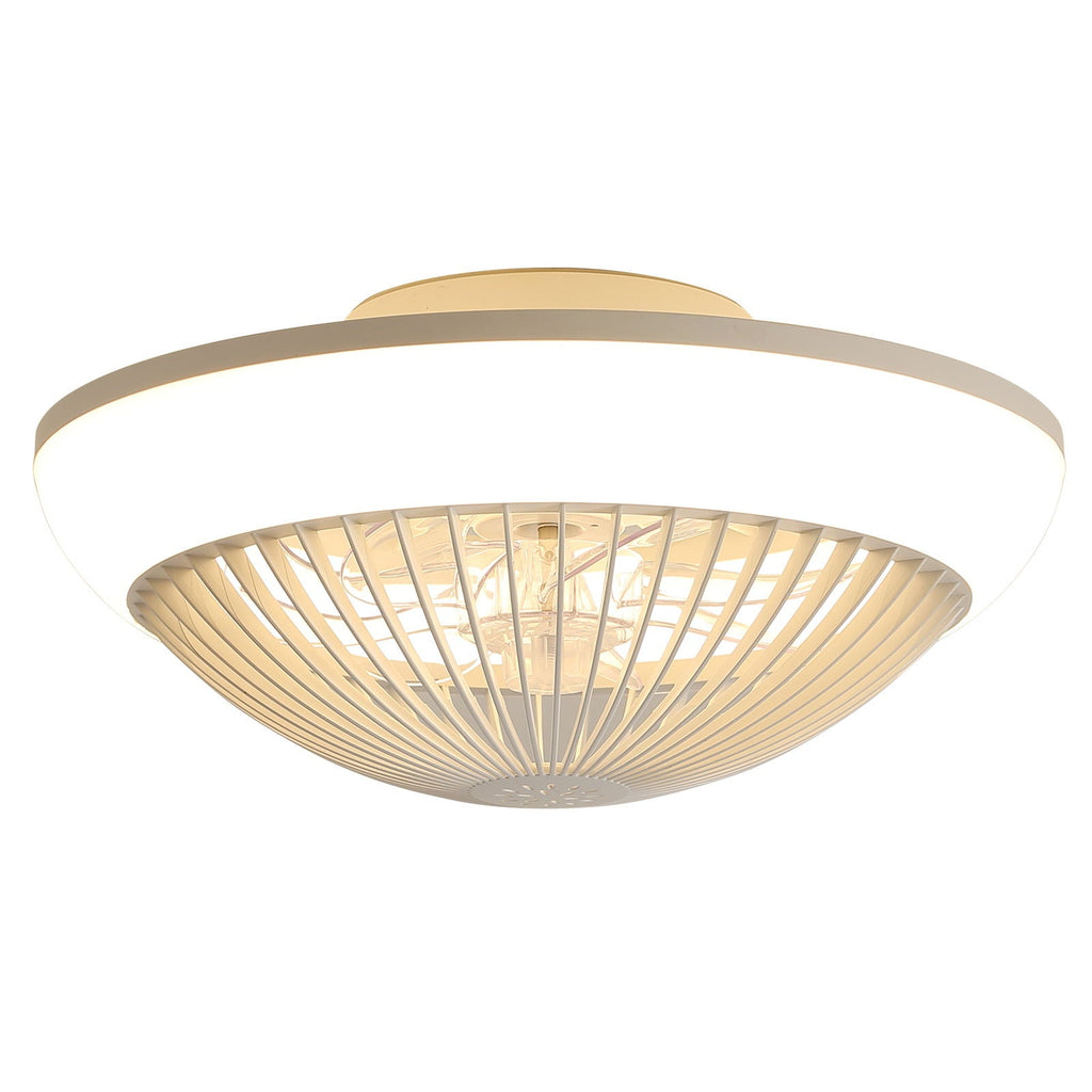RGB Dimmable LED Enclosed Ceiling Fan With Remote Control, Bladeless Design - White by Unique Piece Furniture