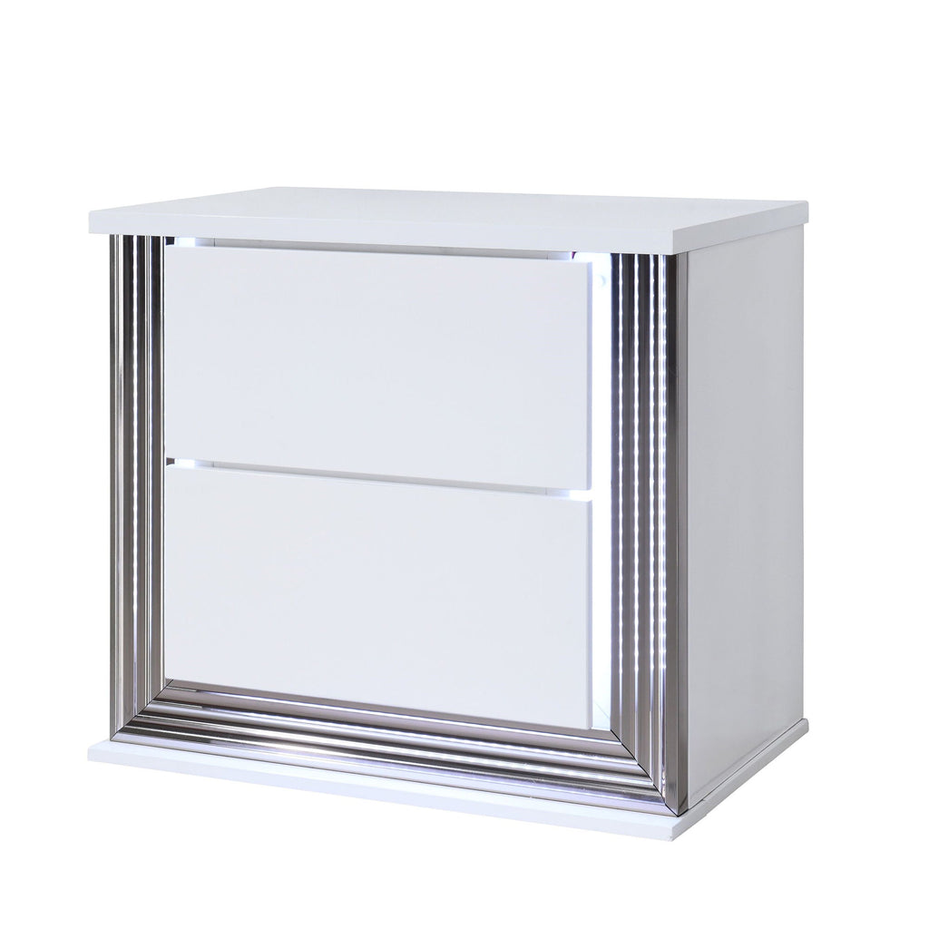 Moon - Smooth Nightstand With LED - White by Unique Piece Furniture