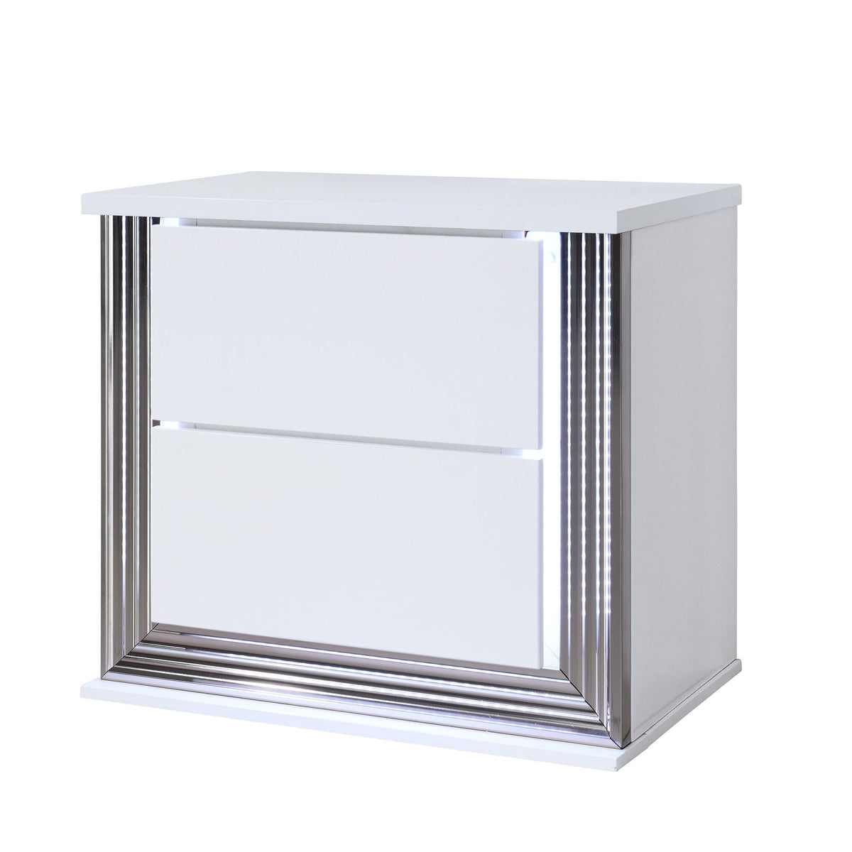 Moon - Smooth Nightstand With LED - White by Unique Piece Furniture