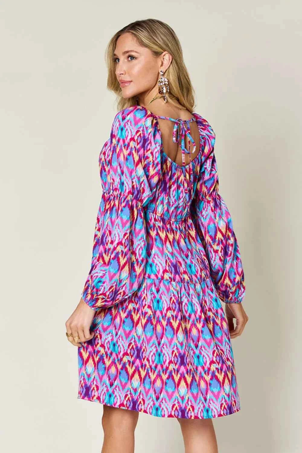 Double Take Full Size Printed Long Sleeve Dress by Wild and Free Boutique