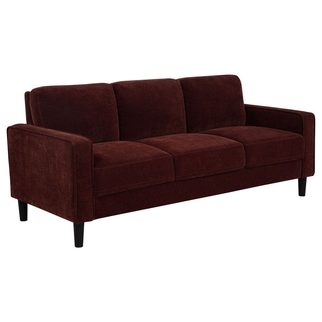 Ruth 3-piece Fabric Upholstered Track Arm Sofa Rust Red by Unique Piece Furniture