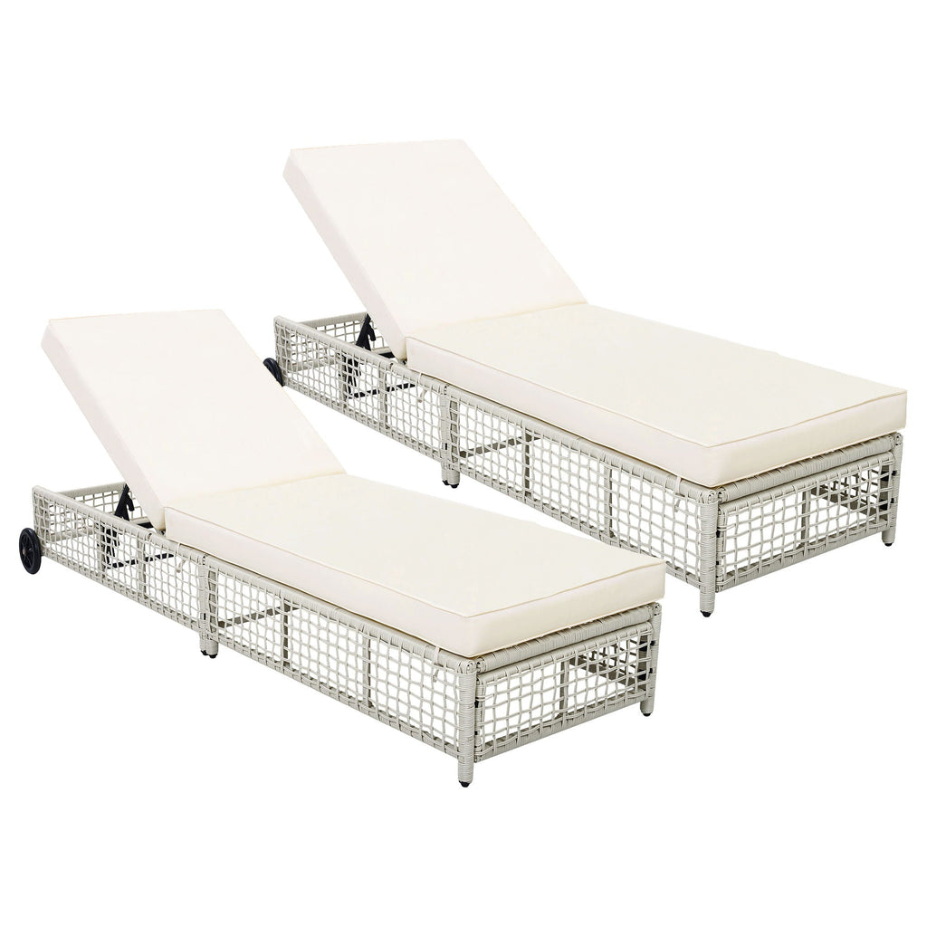 Outdoor Lounge Chair With 5 Position Backrest With Cushion And Wheels by Unique Piece Furniture