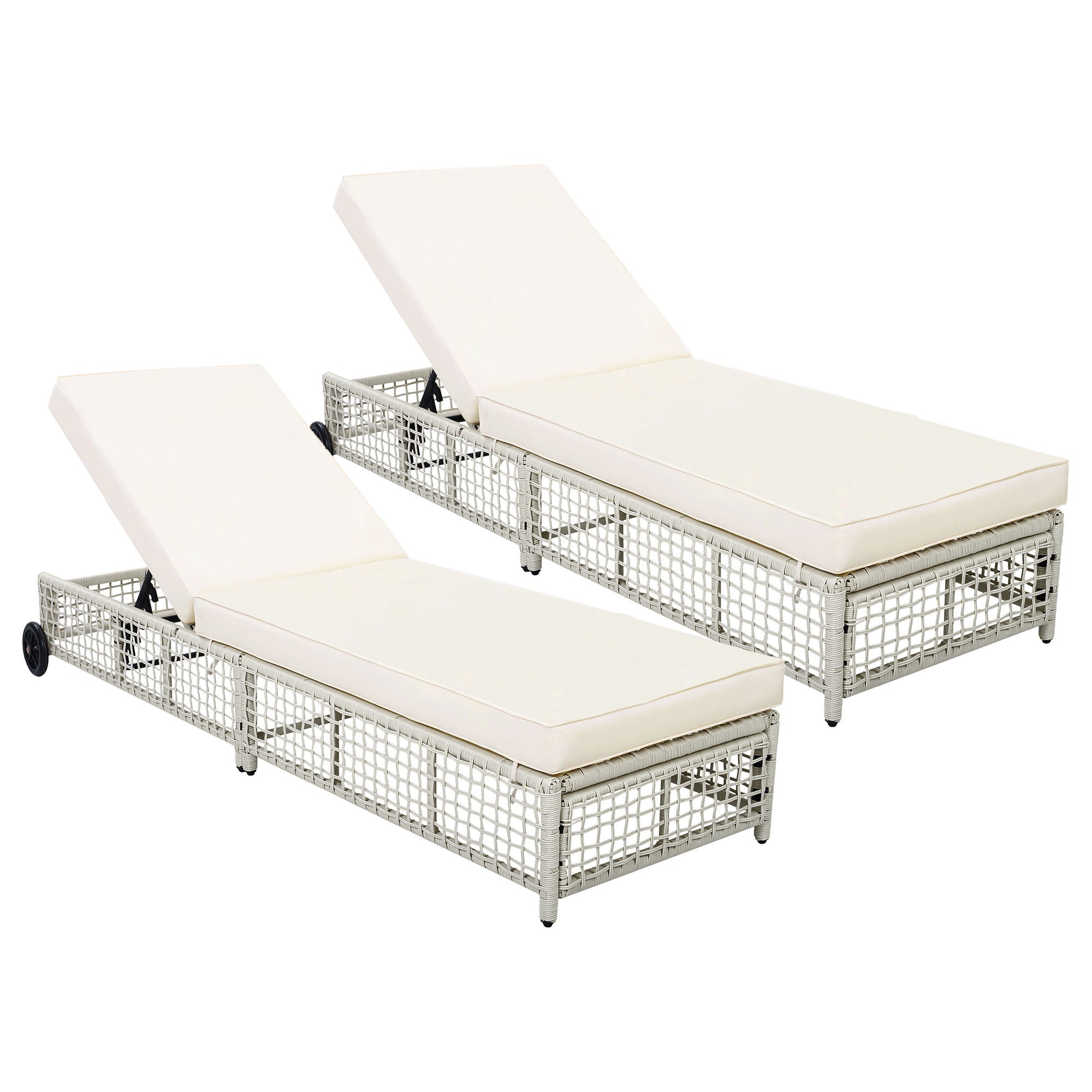 Outdoor Lounge Chair With 5 Position Backrest With Cushion And Wheels by Unique Piece Furniture