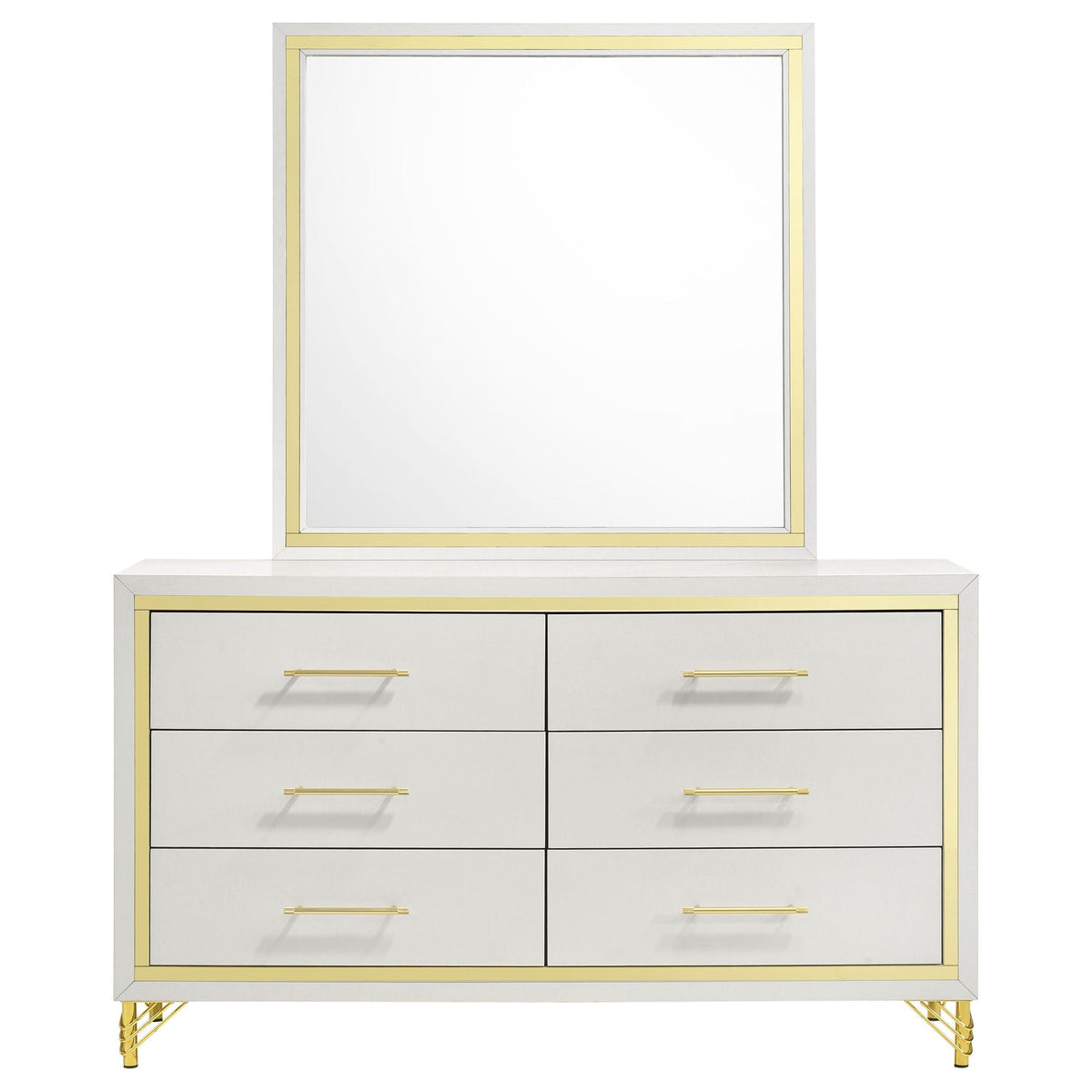 Lucia 6-drawer Dresser with Mirror White by Unique Piece Furniture