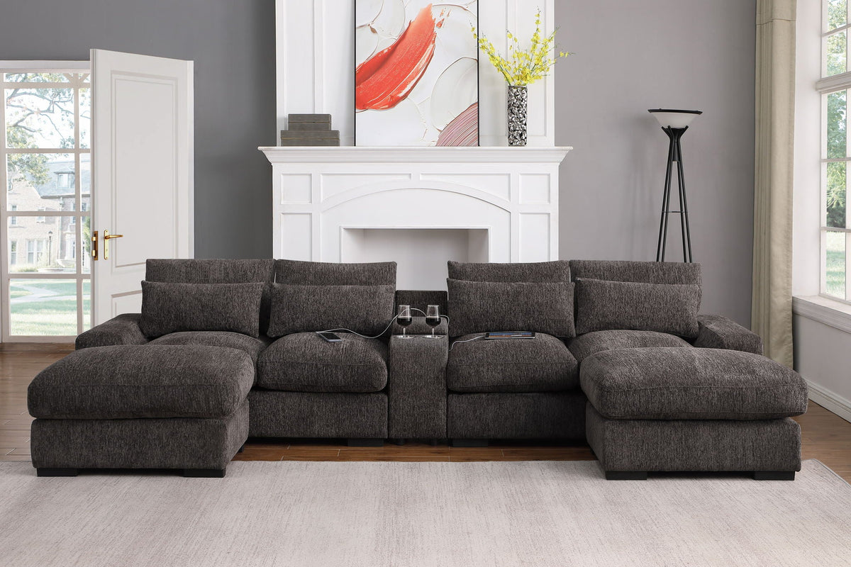 Nyeisha - Piece Upholstered Sofa & Chaise - Coffee by Unique Piece Furniture