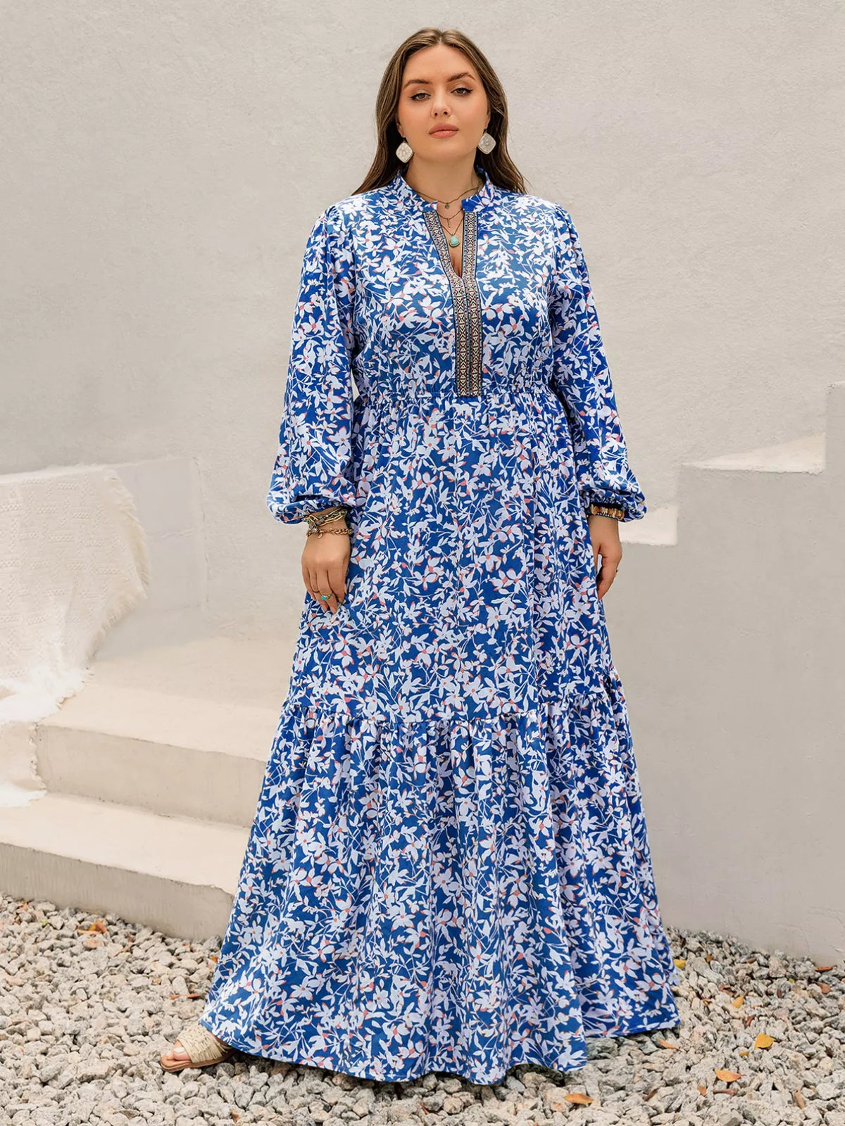 Plus Size Floral Print Bohemian Maxi Dress by Simply Love