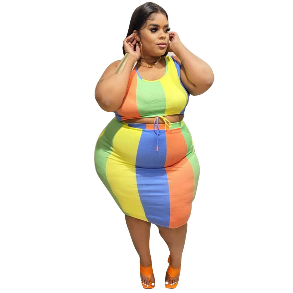 Sleeveless Color-Printed Pencil Skirt Trendy Elegant Plus-Size See size chart under “more details” by The Fashion Celestial