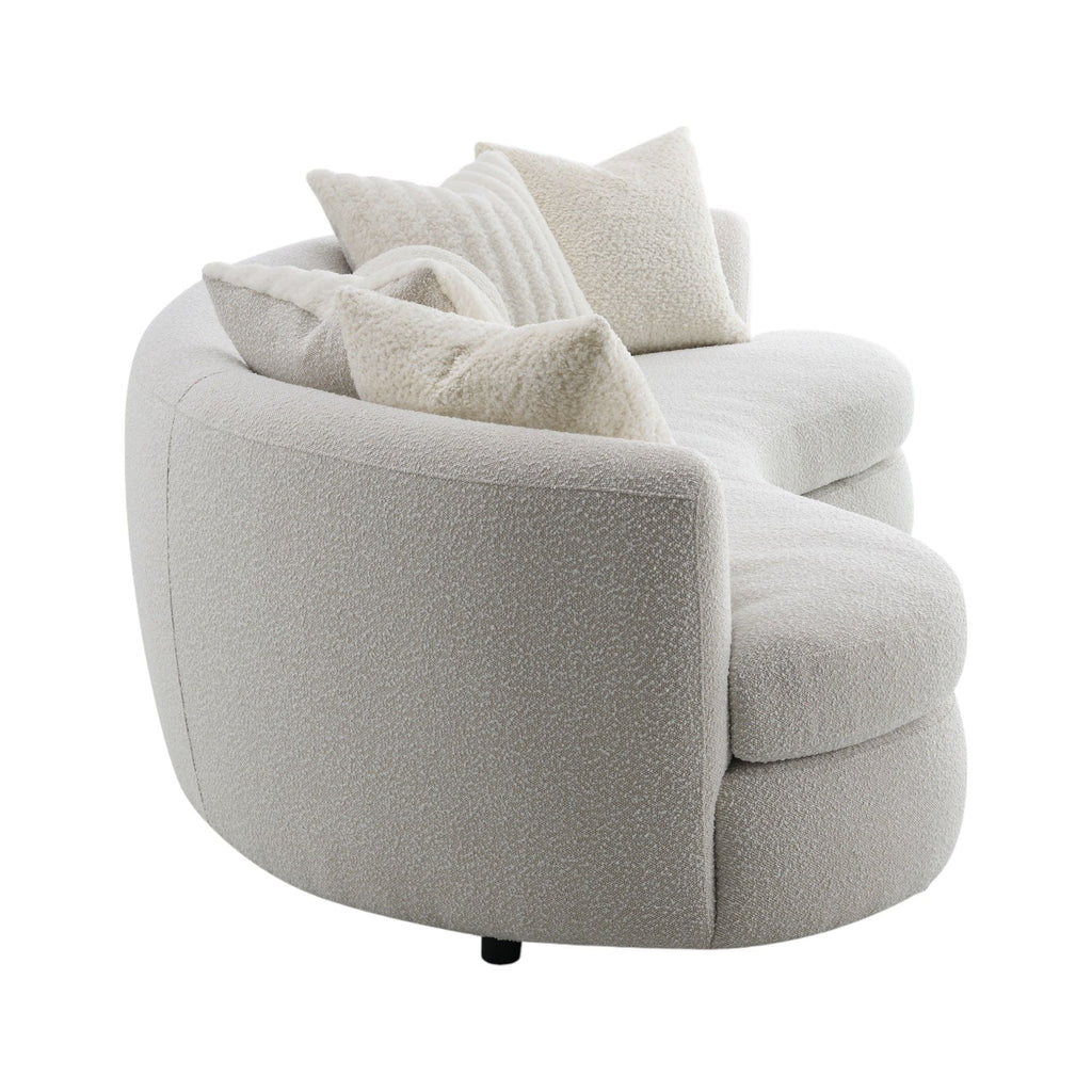 Iniko - Boucle Sofa With Toss Pillows - Beige by Unique Piece Furniture