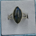 Sterling Silver Twilight Blue Labradorite Marquis Ring - Size 9 - Magic and Protection by Sacred Crystals