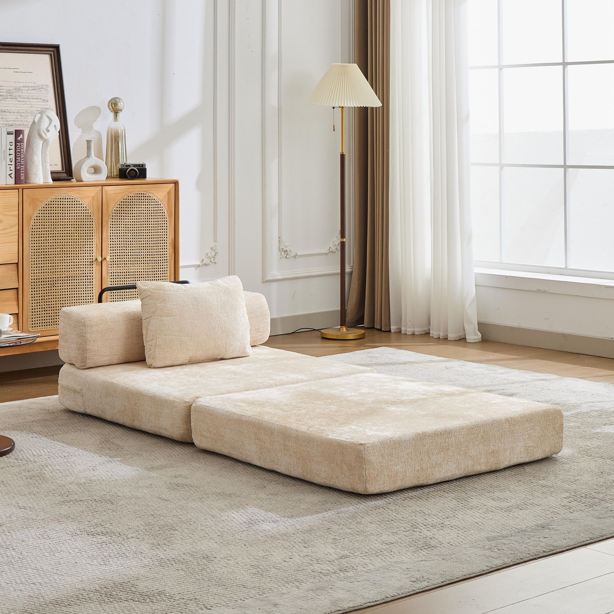 Convertible Floor Sofa Bed With Fixed Shape Frame For Living Room by Unique Piece Furniture