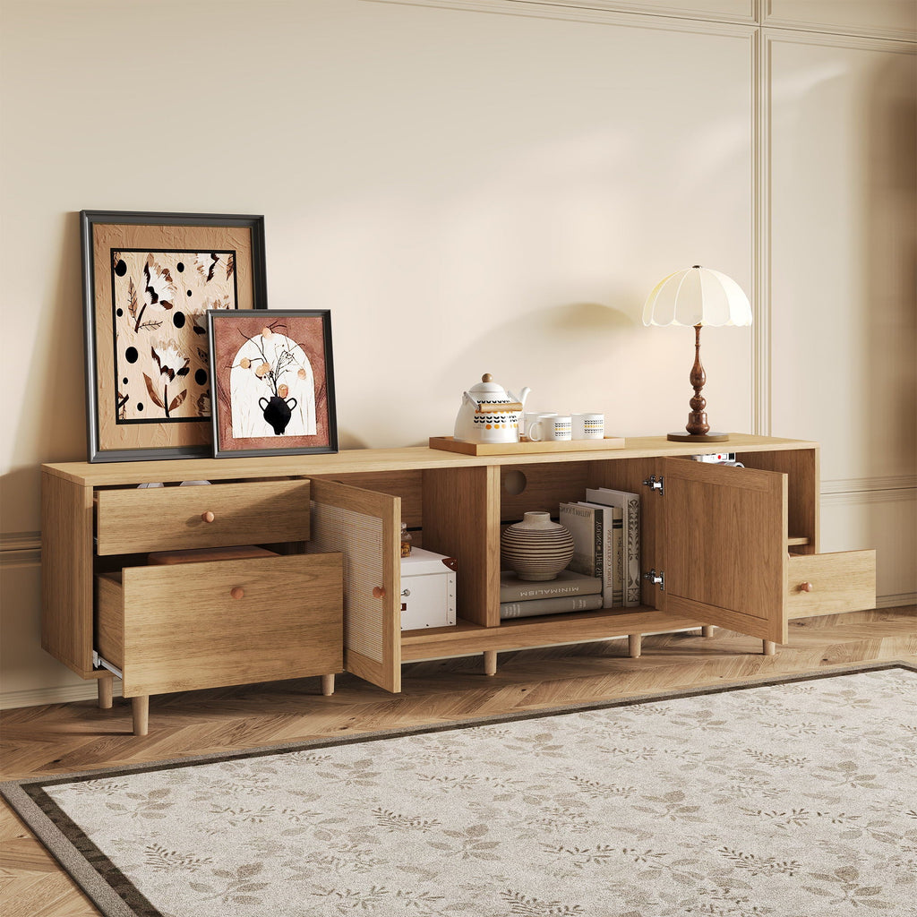 TV Stand With Doors - Natural by Unique Piece Furniture