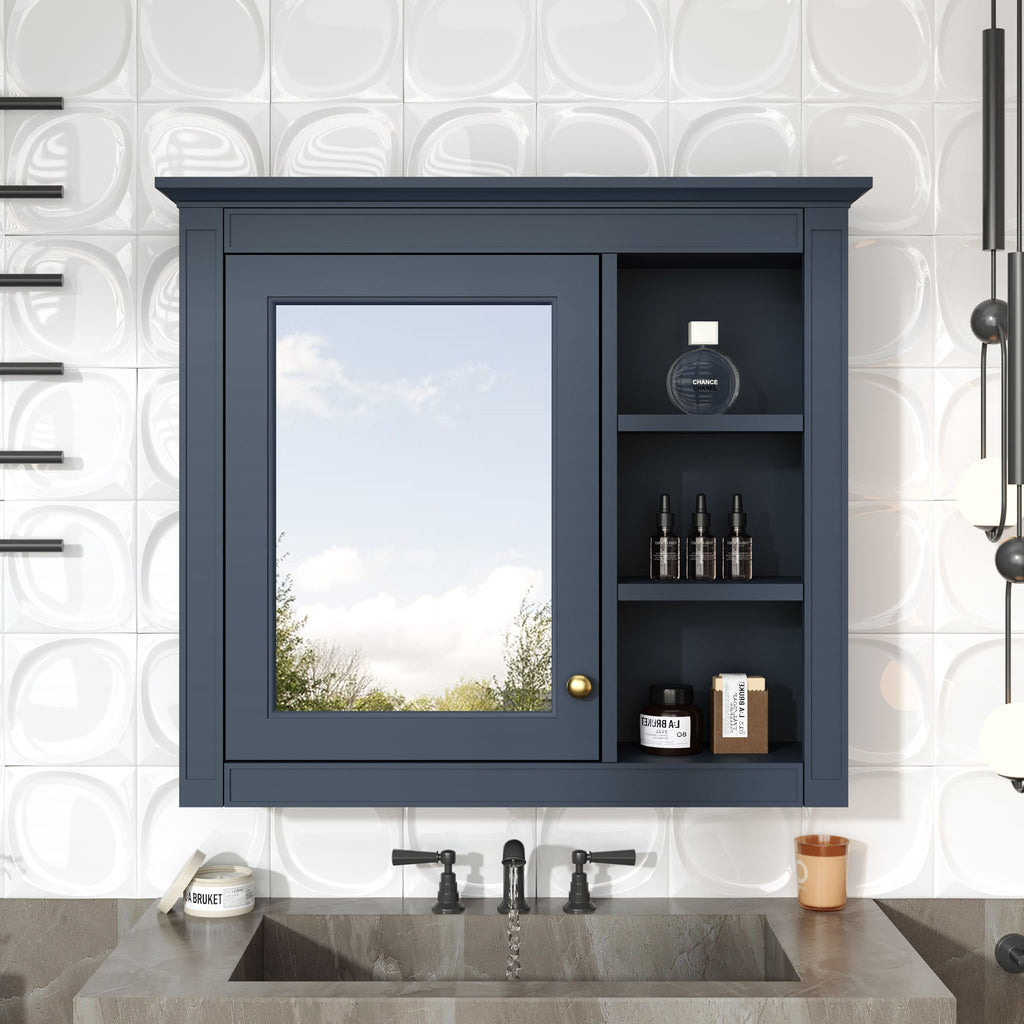 Wall Mounted Medicine Cabinet With Mirror And 3 Open Shelves by Unique Piece Furniture