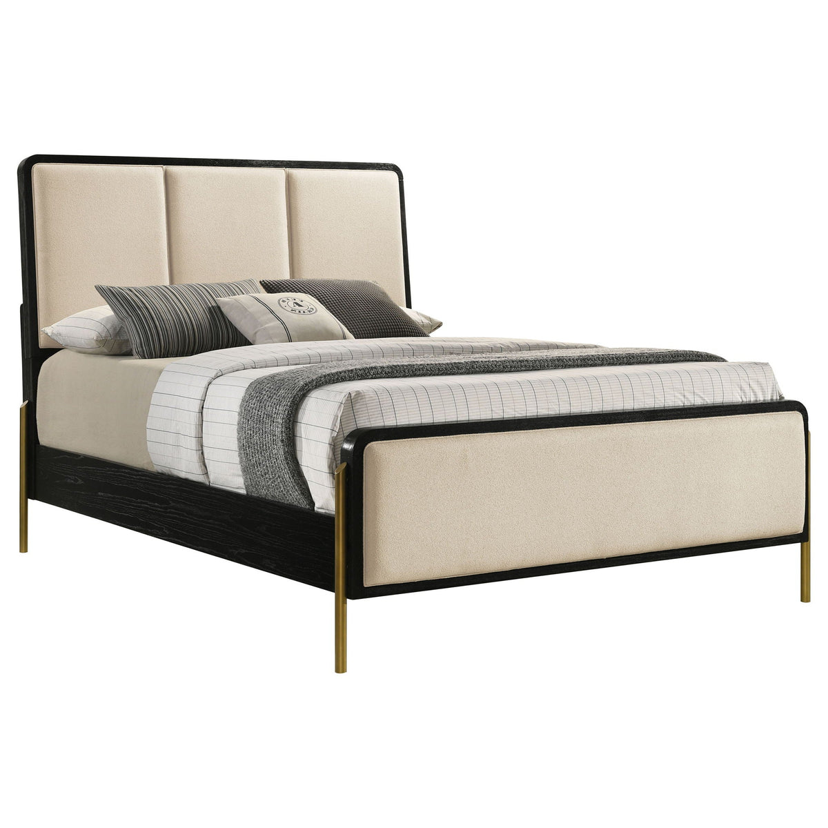 Arini 56-inch Eastern King Panel Bed Cream and Black by Unique Piece Furniture