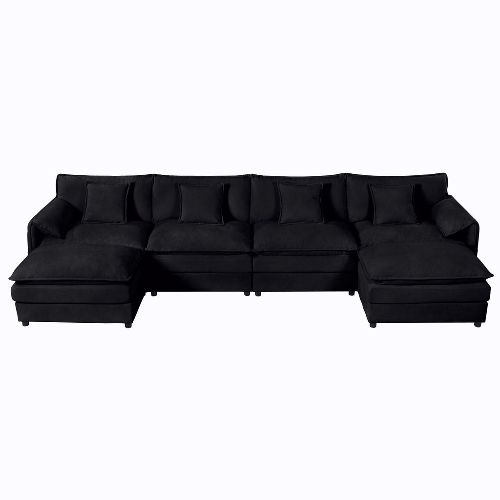 Modern Comfy Deep Seat Modular Sectional Sofa Cloud Couch With Ottoman by Unique Piece Furniture