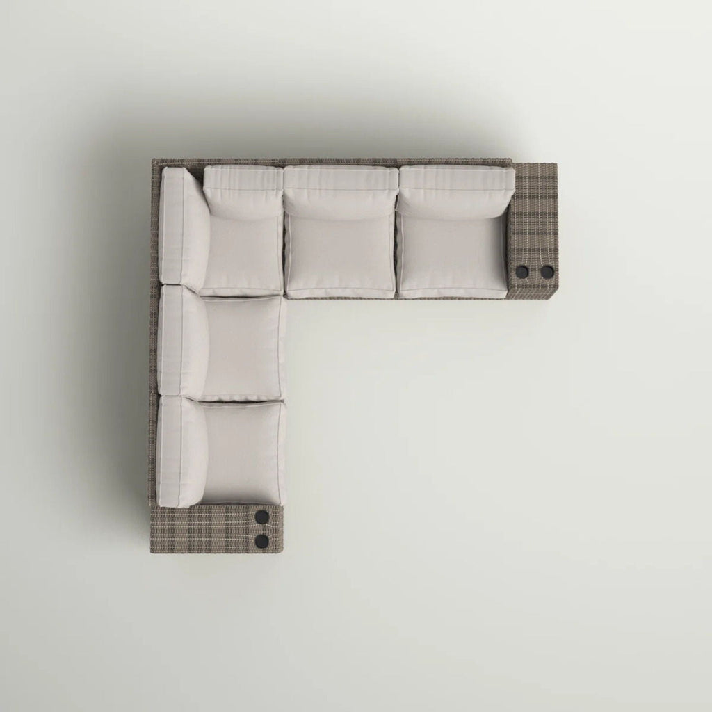 Wide Outdoor Wicker Patio Sectional With Cushions & Reversible Design - Gray by Unique Piece Furniture