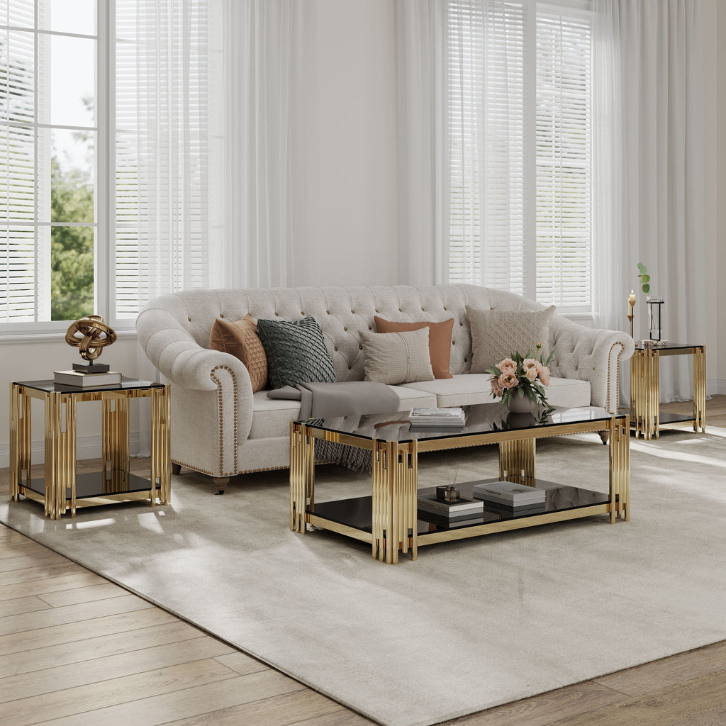 Square End Table With Tempered Glass Top For Living Room by Unique Piece Furniture