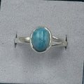 Sterling Silver Larimar Dainty Oval Ring - Size 10 - Calm & Communication by Sacred Crystals