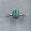 Sterling Silver Larimar Dainty Tear Ring - Size 10 - Calm & Communication by Sacred Crystals