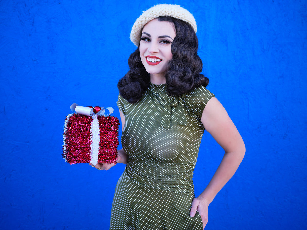 Olive Dot Bombshell Dress - Plus Sizes only by Retrolicious