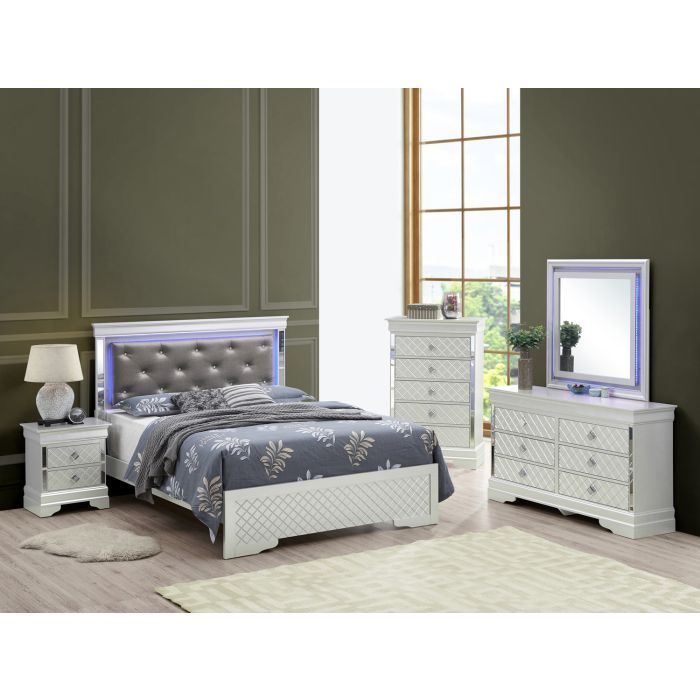 Bed With LED Light Accents Headboard by Unique Piece Furniture