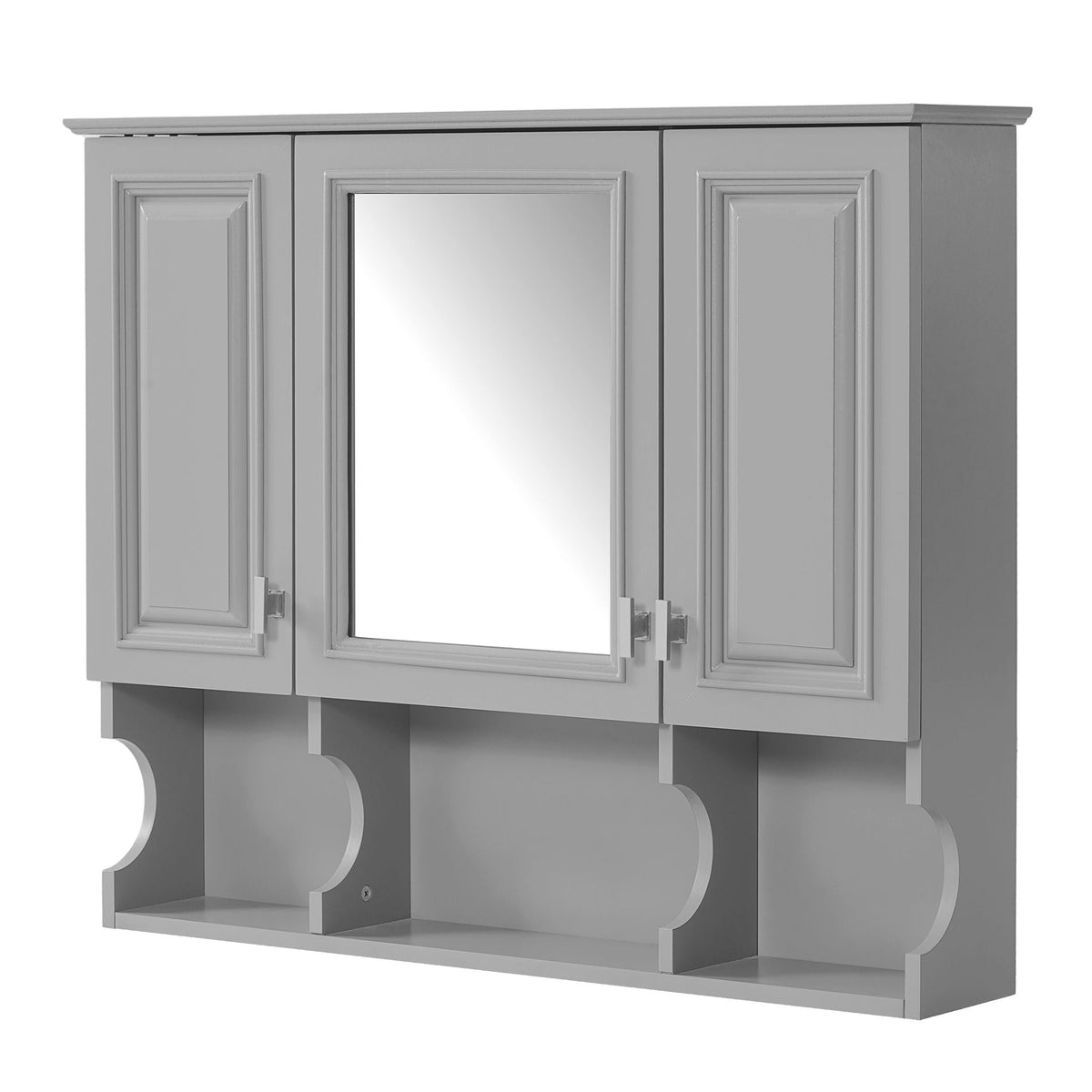 Wall Mounted Bathroom Medicine Wall Cabinet With Mirror & Open Shelves by Unique Piece Furniture