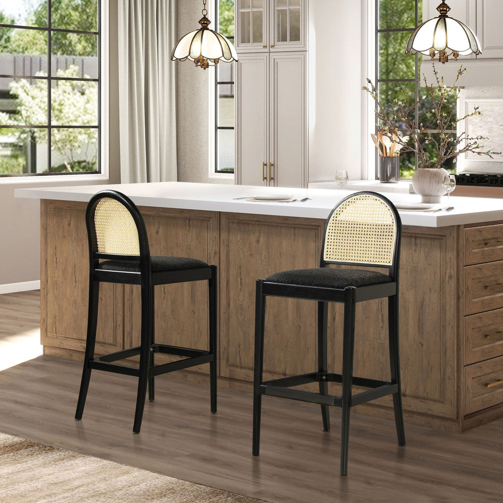 Panama - Curved Back Cane Bar Stool (Set of 2) by Unique Piece Furniture