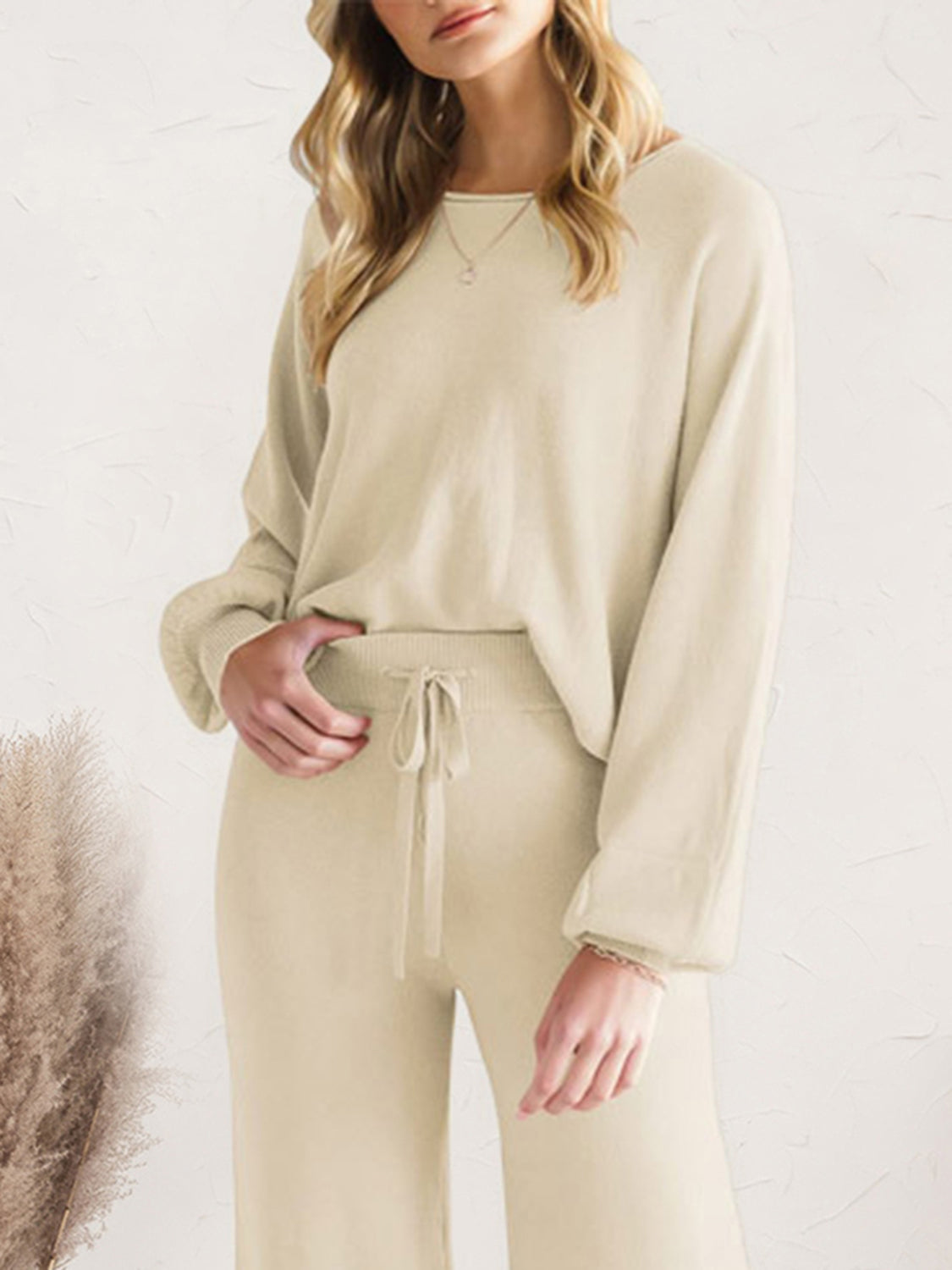 Long Sleeve Lounge Top and Drawstring Pants Set by Wild and Free Boutique