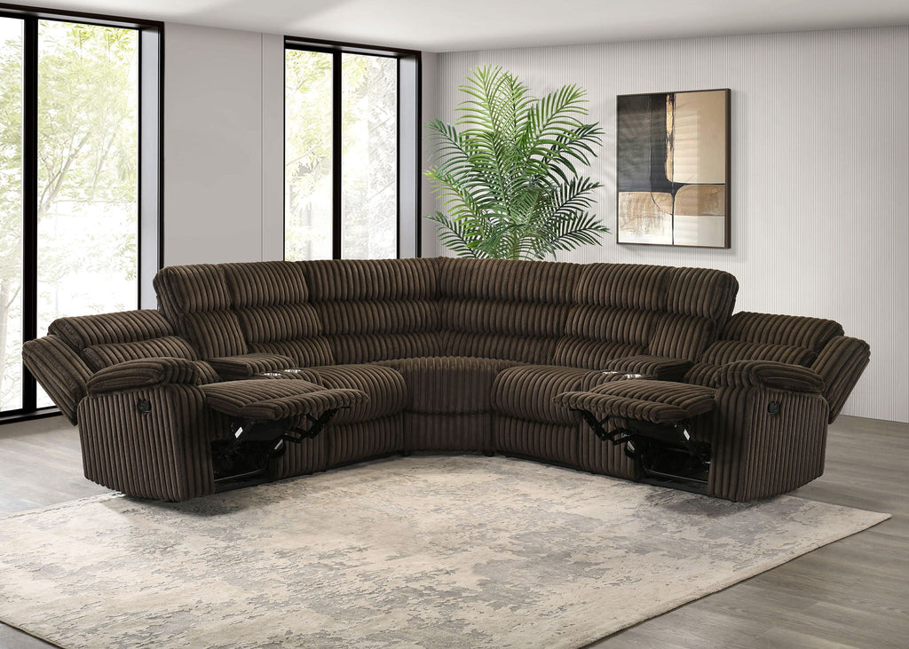 Atkinson Upholstered Reclining Sectional Sofa Chocolate by Unique Piece Furniture