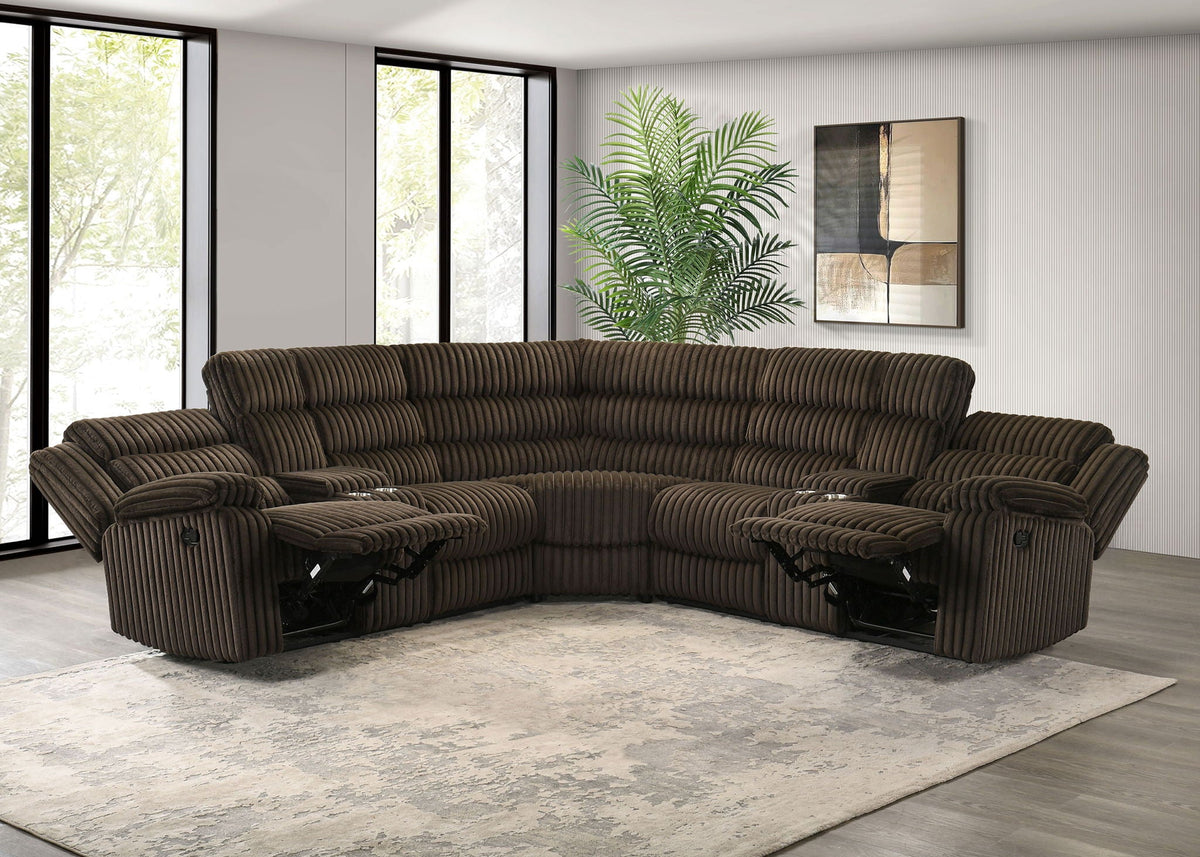 Atkinson Upholstered Reclining Sectional Sofa Chocolate by Unique Piece Furniture