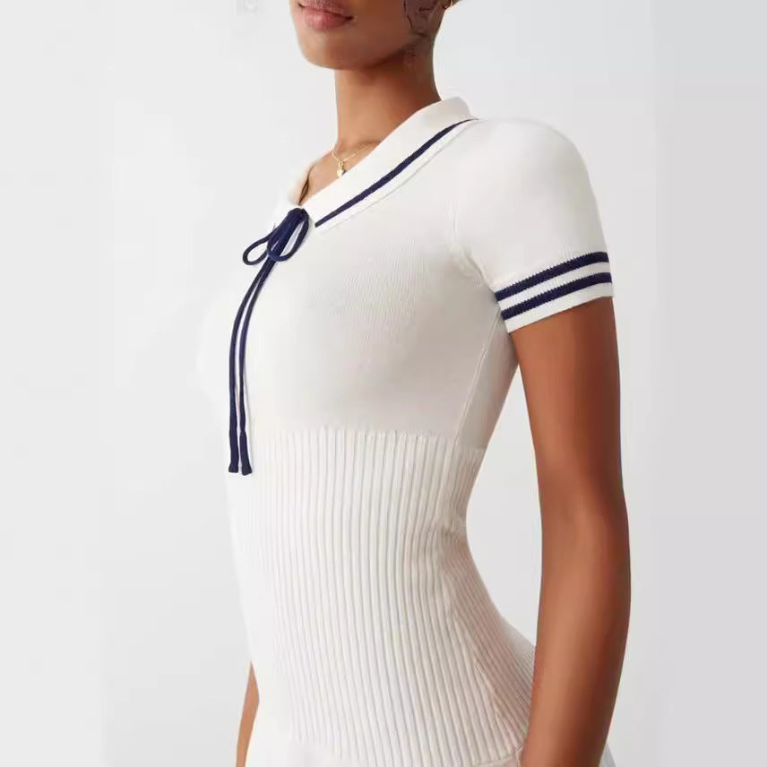 Women’s Striped Knit Midi Dress by FitiqueFit