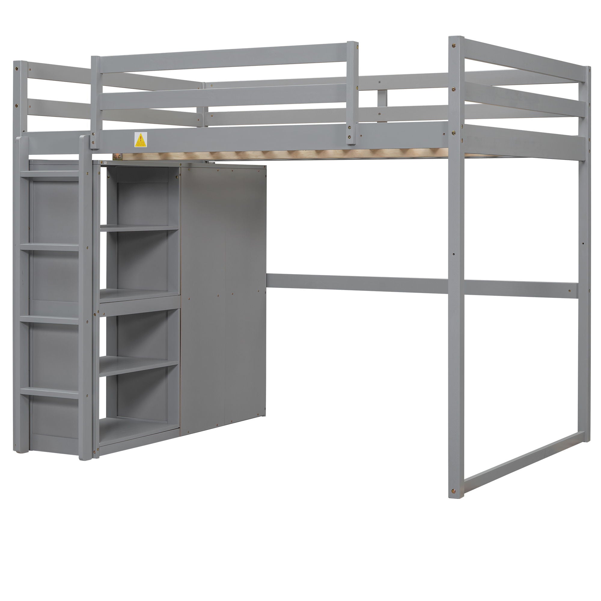 Loft Bed With Built In Wardrobe, Storage Shelves, And LED Light by Unique Piece Furniture