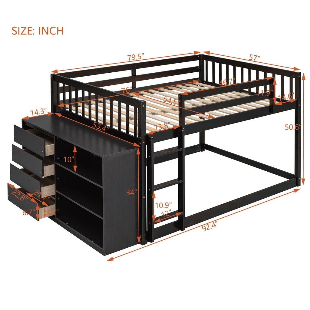Bunk Bed With 4 Drawers And 3 Shelves by Unique Piece Furniture